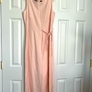 Summer linen blend dress.  Self lined.  Full length.